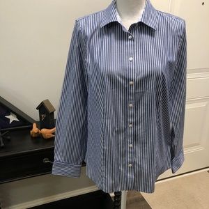 Talbots Perfect Shirt Blue / White Stripe